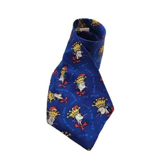 Dr. Seuss KING FOR A DAY Men’s Classic Style Neck Tie 100% Silk Blue Red OS. - Picture 1 of 15